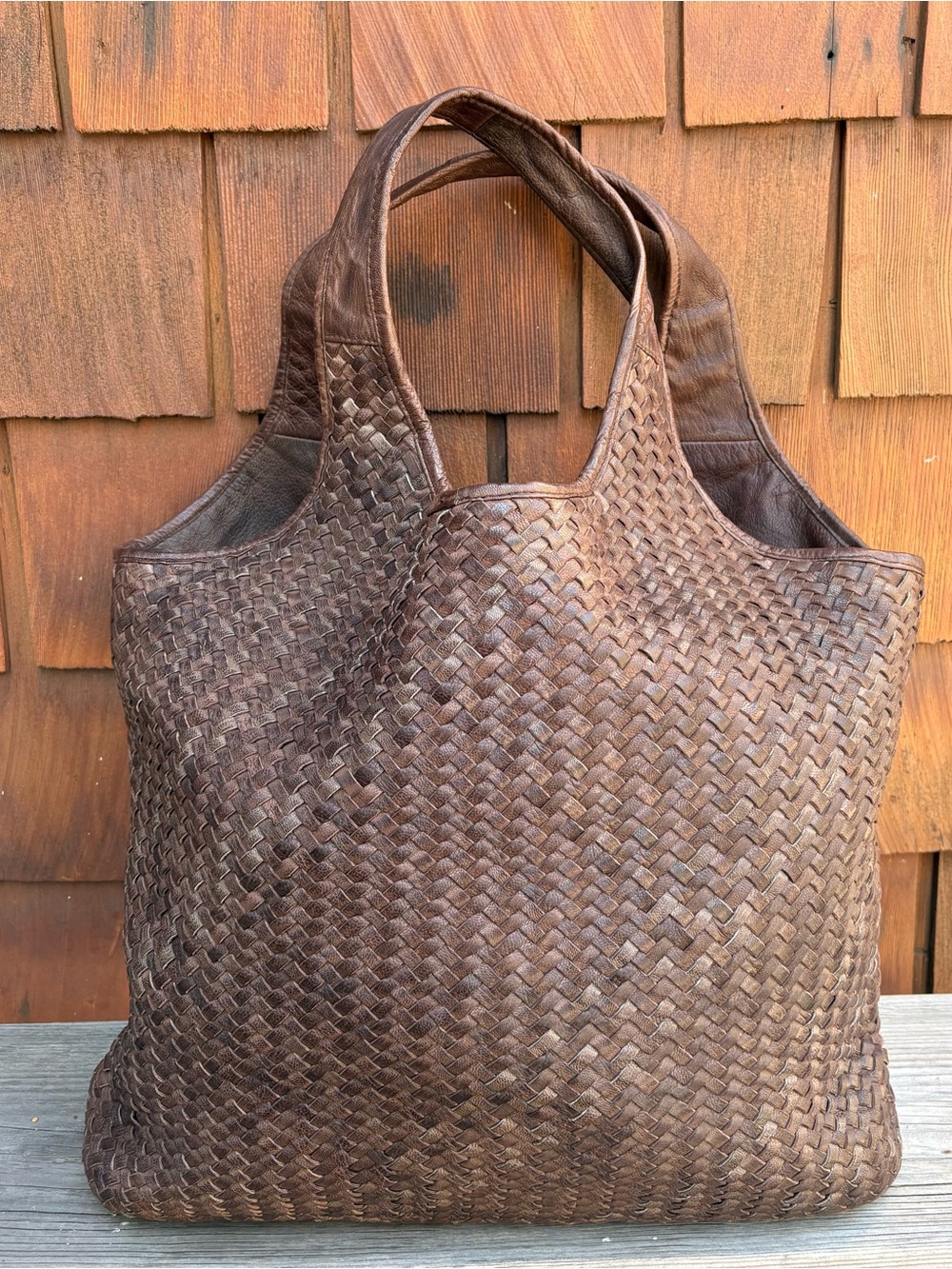 Platania Italian woven Leather Shoulder Tote Bag